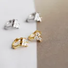 Earrings Hanging Gold Latest Korean Huggie Earrings Single Hanging 14k Gold Plated Hoop Zirconia Earrings