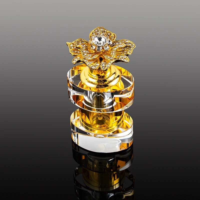 product new products hot sale gold flower decoration 6ml glass empty bottle unique design luxury crystal perfume bottle-8