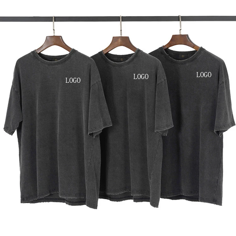 Hot Sale Fashion Streetwear High Quality Tshirt Wash Distressed T-shirt 100% Cotton Vintage Washed T Shirts