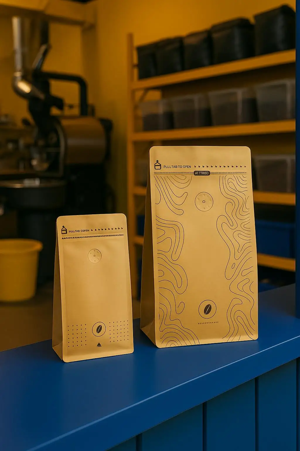 Custom Gravure Printed Recyclable Kraft Paper Stand up Pouch with Degassing Valve and Zipper for Coffee Bean Packaging - detail 6