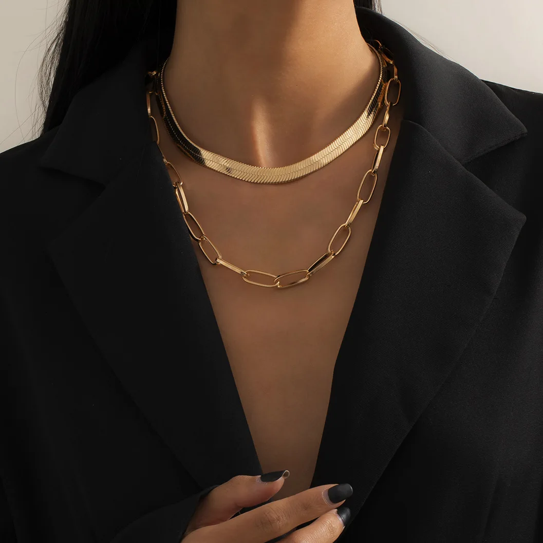 Also available in silver color Multi Layer Chain Necklace in color gold