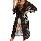 Short Women Kimonos Sexy Sexy Custom Open Front Short Sleeves Sheer Women Lace Maxi Kimonos