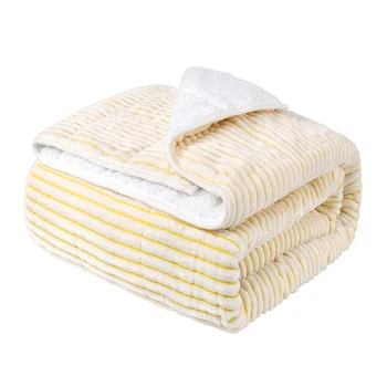Luxury 100% Polyester Christmas Stripe Cut Pile Native Sherpa Blanket Striped Yarn-Dyed Sherpa Pet Blanket