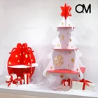 Gold Red And Christmas Tree O M Display Design Gold Red And White Three-dimensional Christmas Tree Display Stand