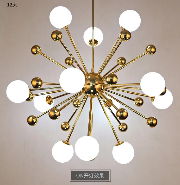 modern style Dandelion shape chandelier gold white glass ball chandelier lamp decorative pendant lamp