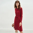 Fashion Casual O-Neck Loose Straight Belt Dresses Women Solid Color Elegant Fashion Vintage Sustainable Long Sleeve