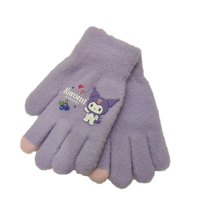 MB4 Sanrios Kuromi Cinnamoroll My Melody Pochacco Cartoon Cute Granular Pile Glove Kawaii Winter Thermal Gloves