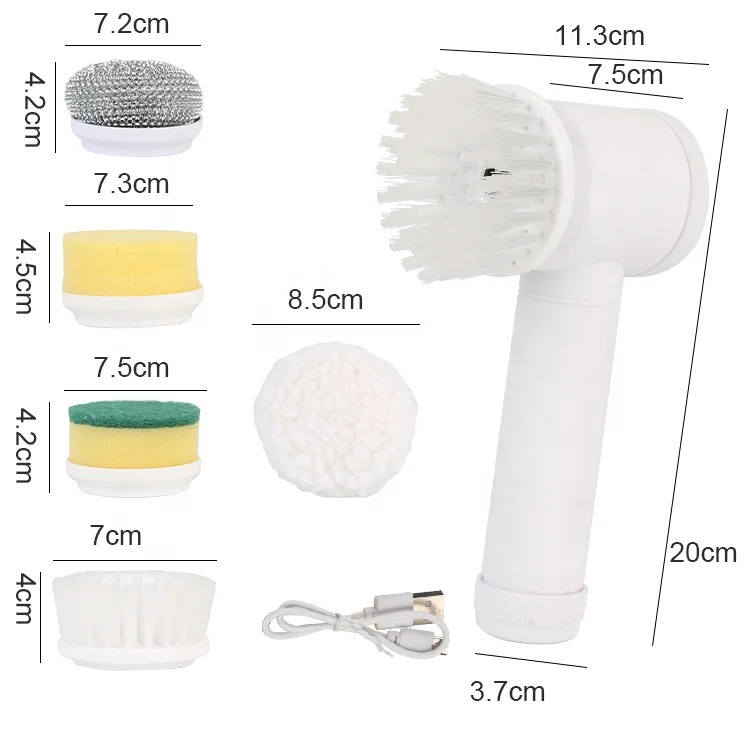 Kitchen Clean Tool USB Or Battery Bathroom Bathtub Cleaning Brush Spin 5-In-1 Handheld Kitchen Electric Cleaning Brush