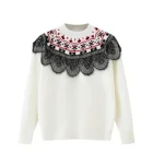 Sweater Patterned Sweater Custom Pattern Ladies Knitting Christmas Manufacturer Pullover Sweater With Black Lace