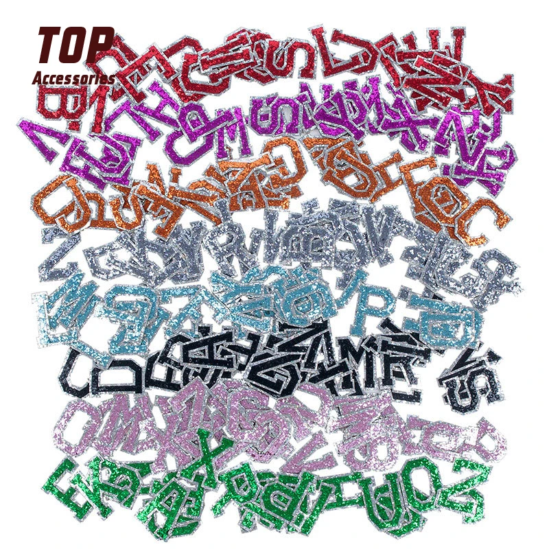 5cm Handmade Colorful Letter Iron-On Number Sequin Patches for Embroidery Decoration on Clothing