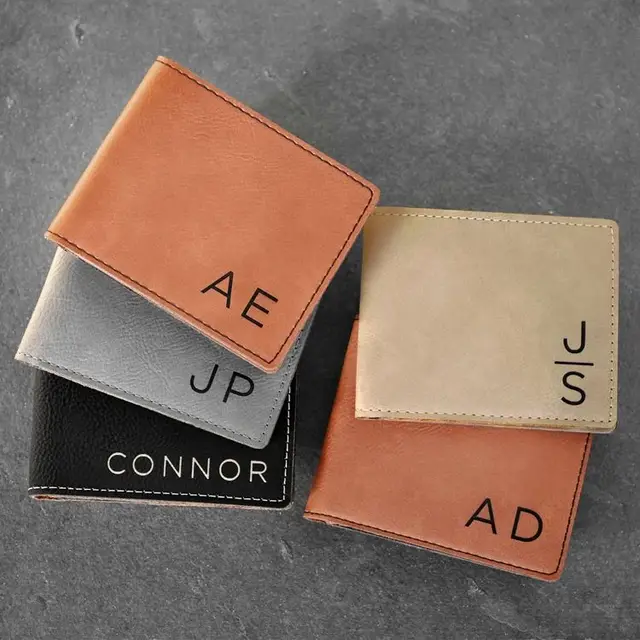 Personalized Minimalist Leather Wallet Slim Custom Multi-function Card Holder Wallet Short Design Leatherette Wallet For Laser
