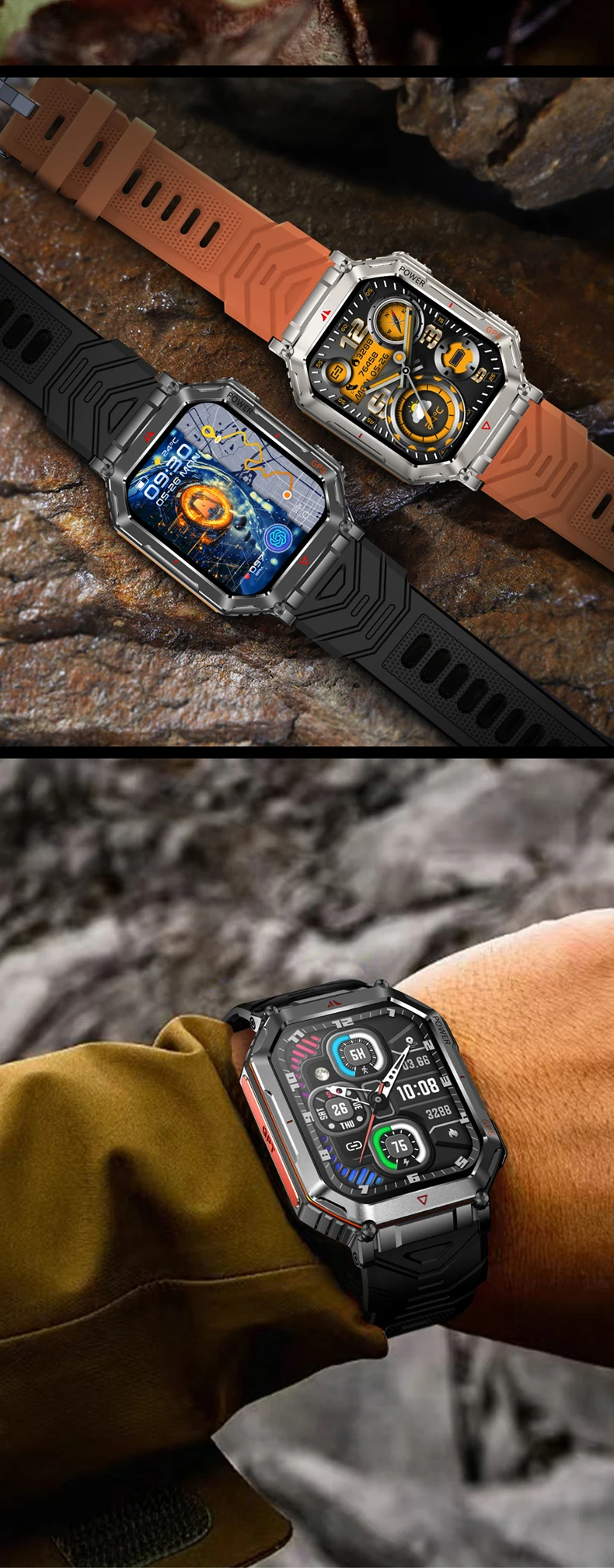 product outdoor kr92 smart watch 2025 new with gps altitude pressure compass flashlight ai dial gpt 1atm waterproof sports watches reloj-9