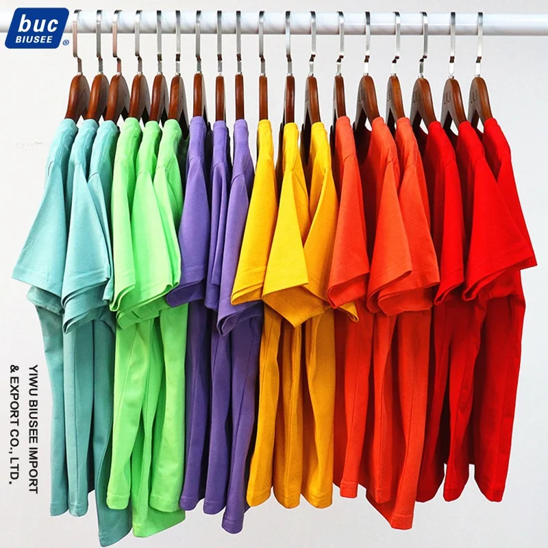Wholesale High Quality Men's Plain Dyed White Tee Custom blanks Oversized T-shirts For Summe