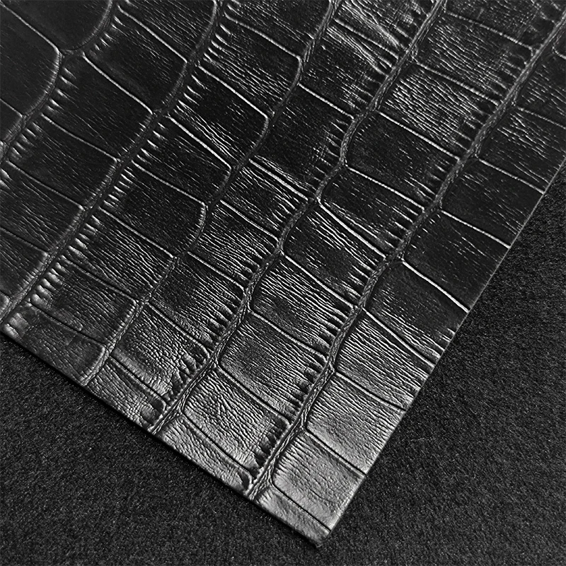 30x135cm Black Faux Leather Roll Embossed Textured Synthetic Upholstery