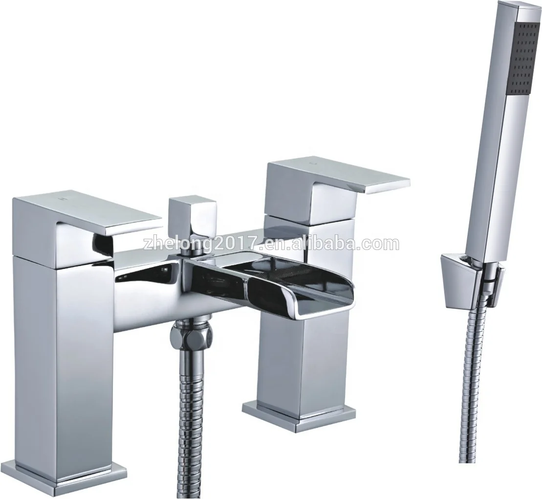 Modern Bathroom Tap Square Waterfall Basin Bath Filler Shower Mixer Sink Tap Set 