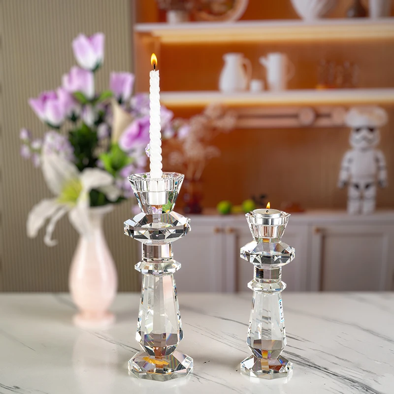 product simple and elegant high end glass candle holder furniture decoration suitable wedding candle holders for dual size candles-5