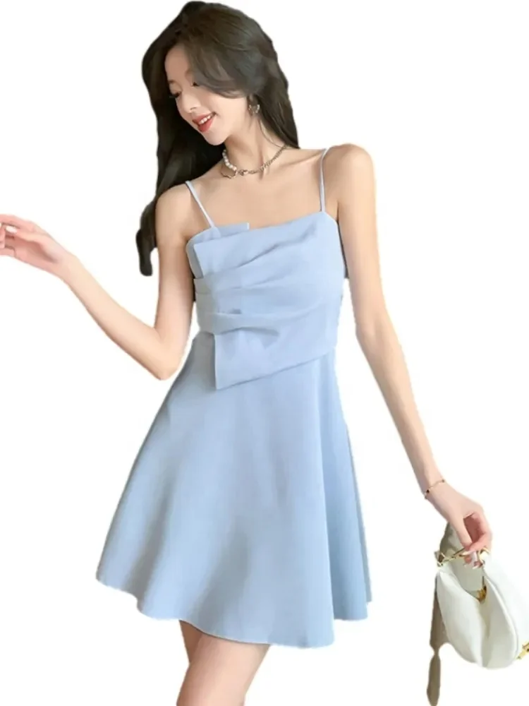 Women's Wrap V Neck Short Flared Sleeve Wedding Guest Dress Smocked Elastic Waist Tiered Belted Ruffle Hem Mini Dress