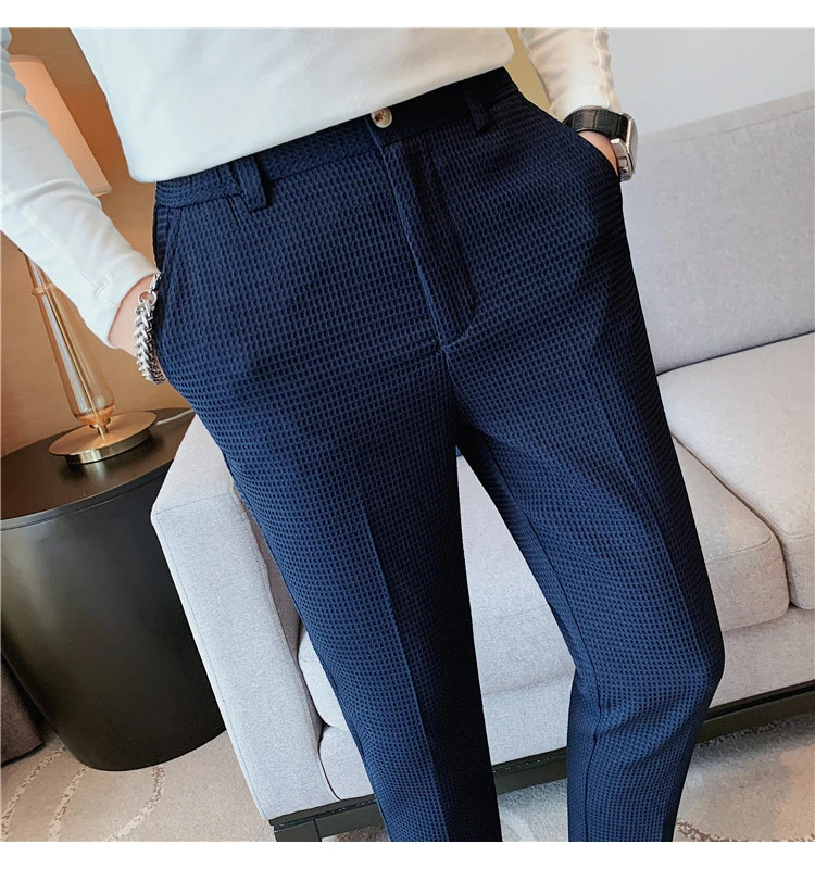 Popular new casual dress pants solid color nine-point pants fashion men's dress pants
