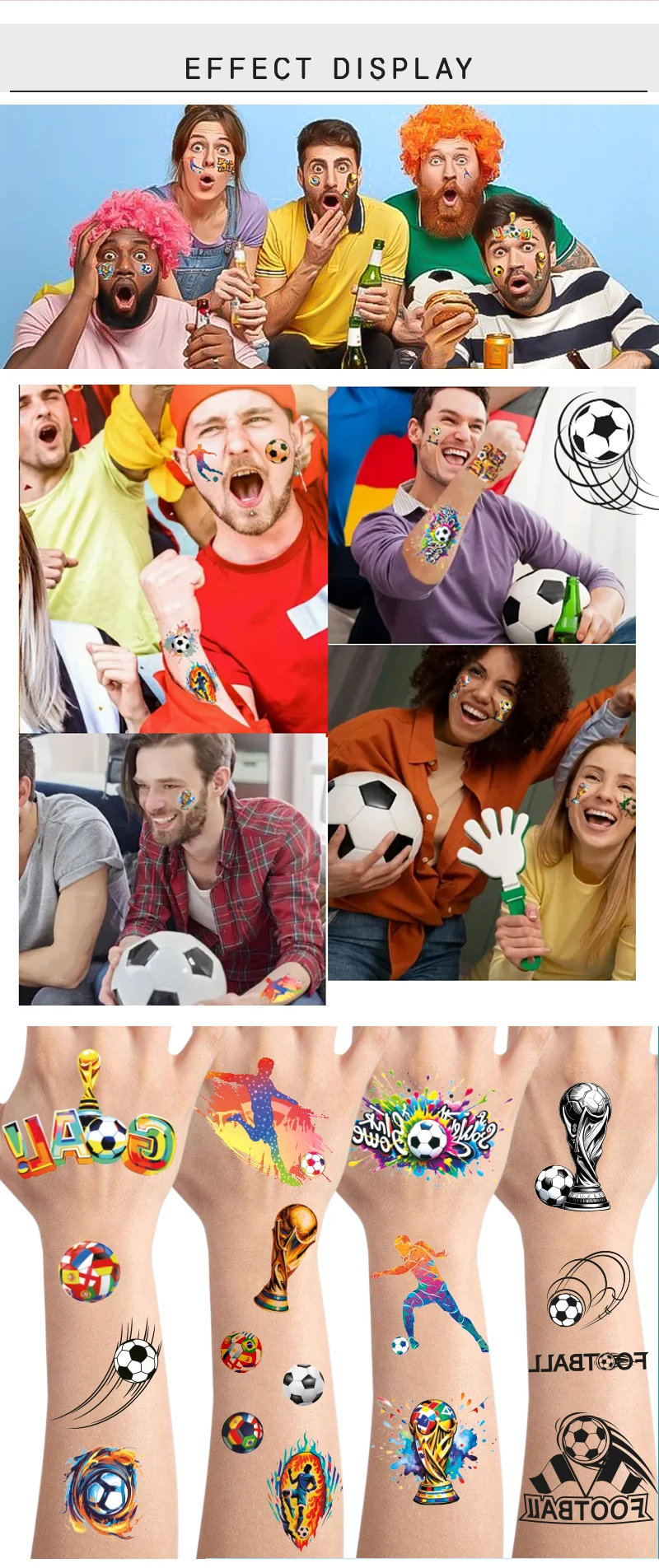 Hot Selling Sports Ball Games Design Support Watertransfer Temporary CMYK Tattoo Stickers factory