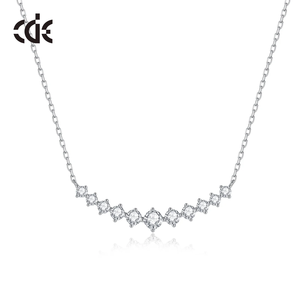CDE CZYN034 Fine 925 Sterling Silver Jewelry Luxury Necklace Design Sense Zircon Senior Clavicle Chain Charm Necklace