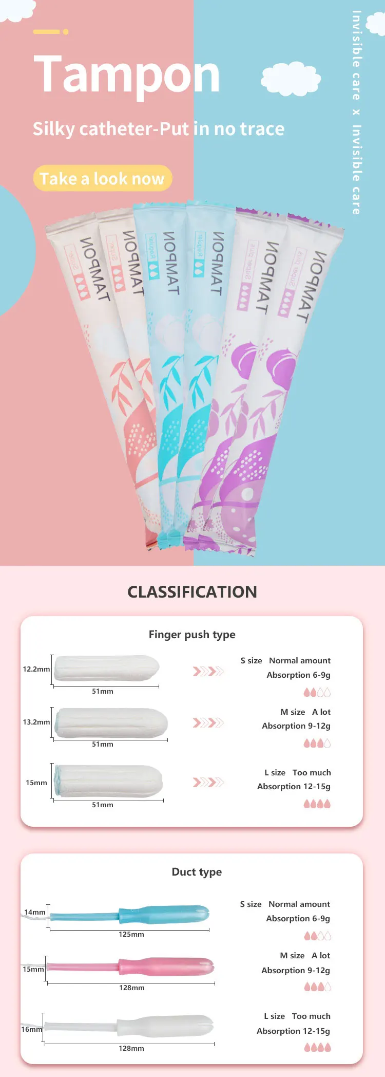 High Quality Vaginal Organic Tampons With Applicator Waterproof