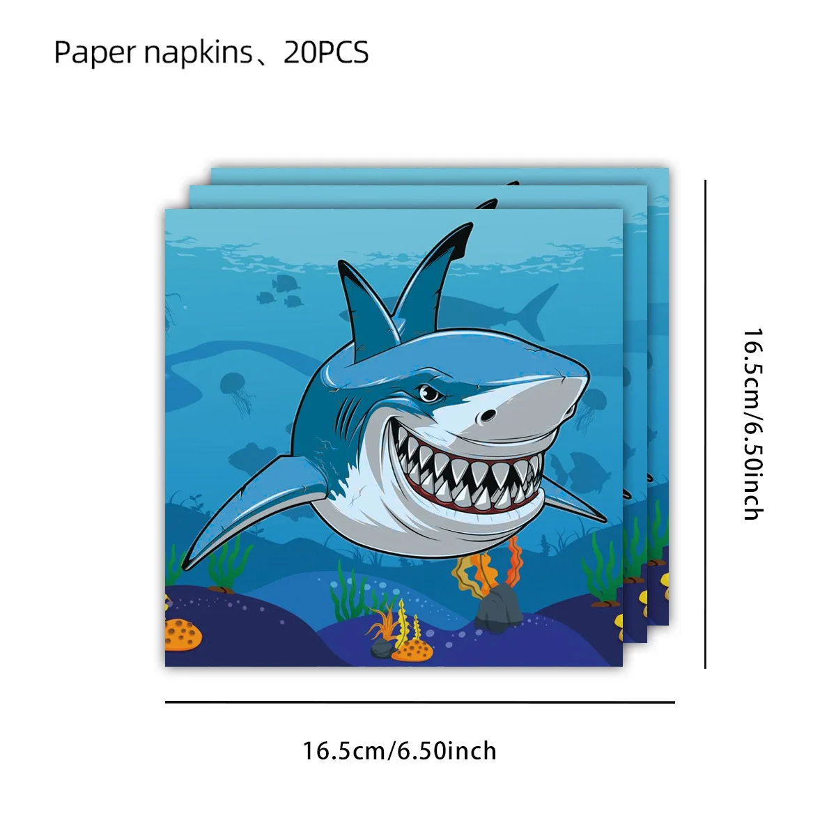 Blue Shark Theme Birthday Party Tableware Set Disposable Party Decorations Disposable Paper Plates And Cups