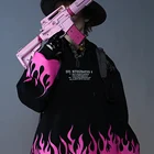 With KGYA Street Fashion Brand Oversized Flame Hooded Custom High Quality Pullover Hoodies With Strings