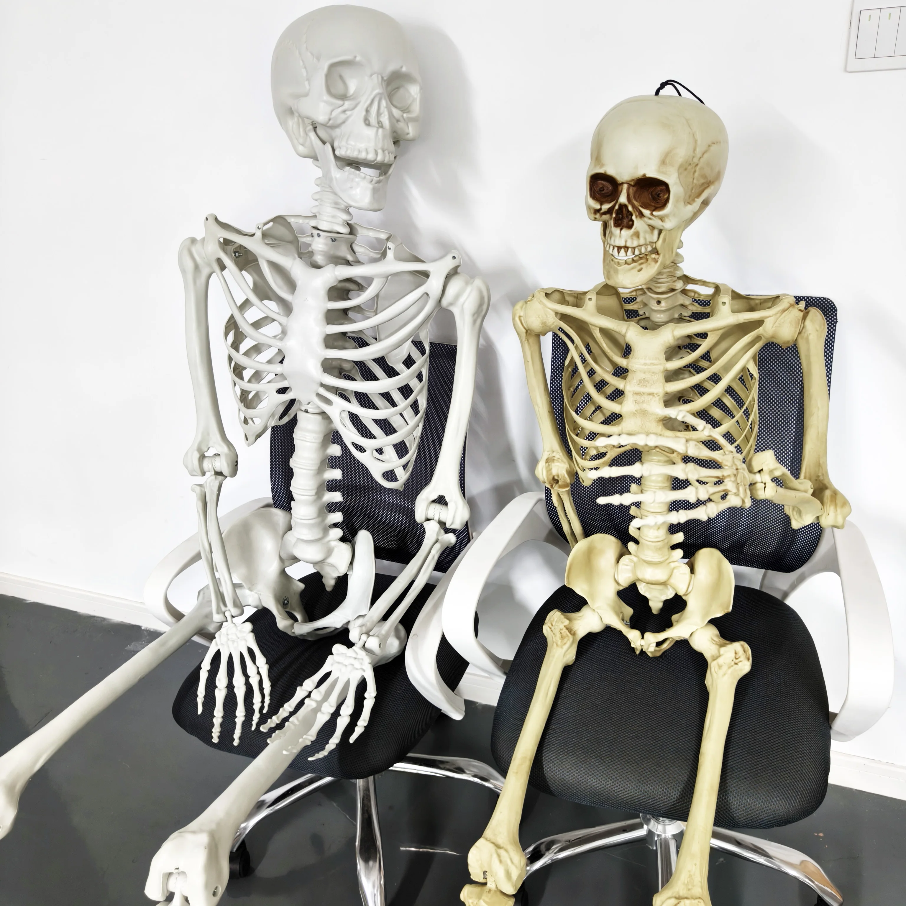 Human Movable Joints 7Ft High Quality Life Size Halloween Decorations Props Large Animated Skeleton