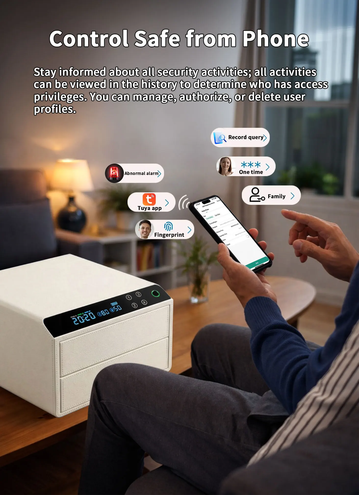 dr 1272 ft ceqsafe smart luxury biometric steel jewelry safe box smart anti theft 2 drawers with fingerprint recognition for home-4