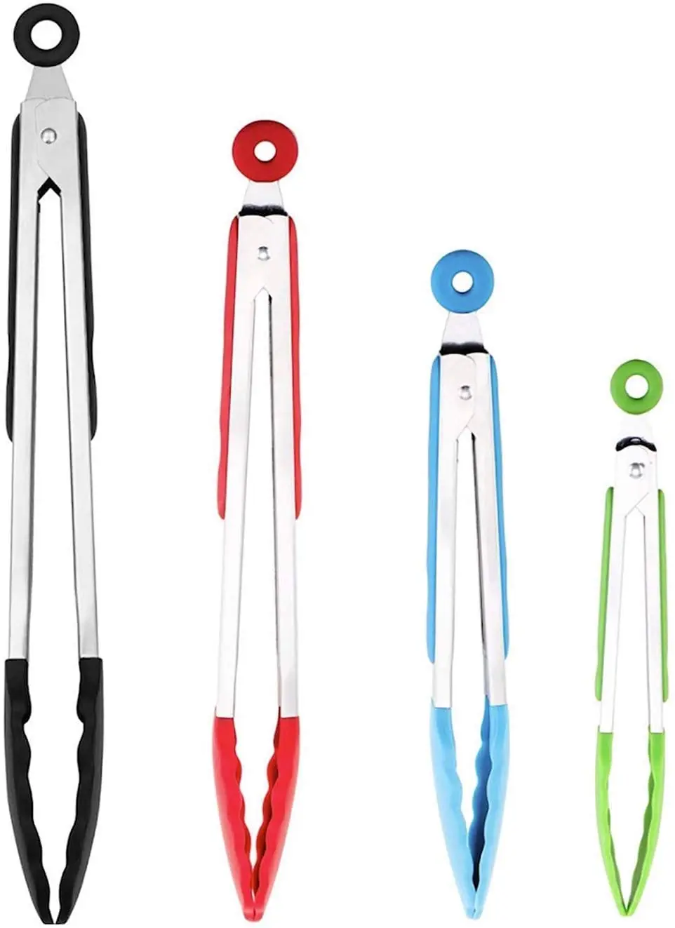 USSE Silicone Cooking Grilling Barbecue Tongs, Stainless Steel Kitchen BBQ Tongs details