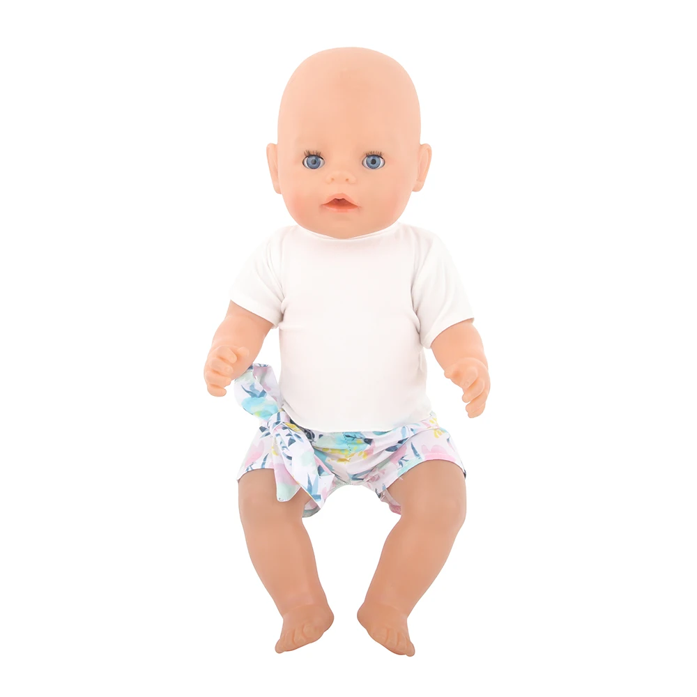 Wholesale summer casual beachwear with white T-shirt and multi-colored pants for 18 inch dolls Doll clothes accessories Supplie