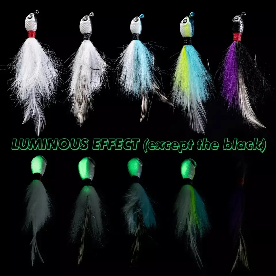 14g 28g Fishing Luminous Lure Buck Tail Bait Glow Bucktail Jigs For