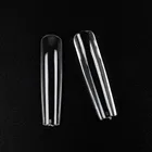 False 500pcs Full Cover Coffin Nails Finger Tip Fake Clear Acrylic False Long Round Nails Tip