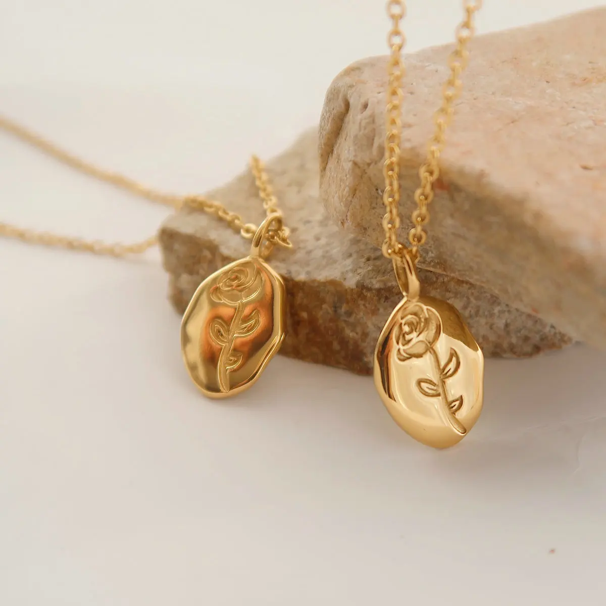 Titanium Steel Rose Flower Necklace 18k 