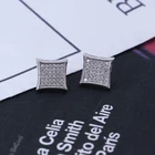 Earring Gold Silver 11mm Square CZ Stud Earring Of Mens Boy Aretes Para Hombre