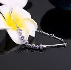 Heart Silver Heart To Heart Shape With Purple Zircon S925 Sterling Silver Bracelace