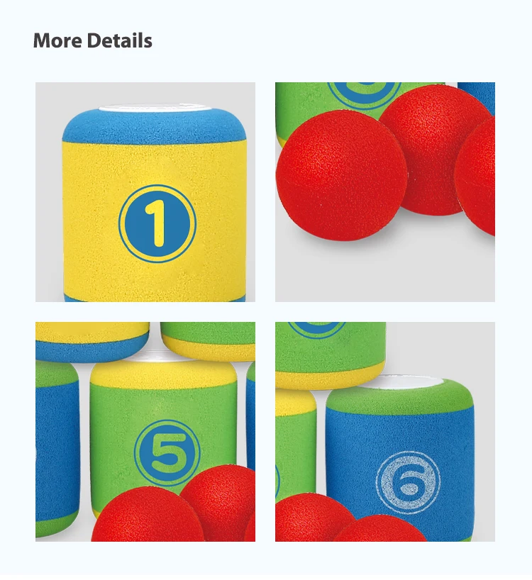 product foam can toss game set for kids adults family indoor outdoor fun with 6 soft cans and 3 safe balls backyard carnival party game-3