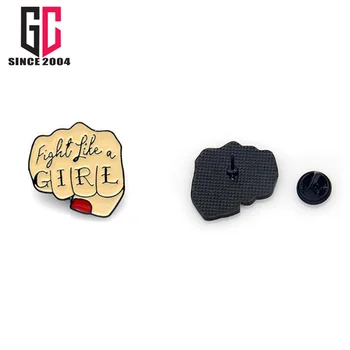 Factory wholesale personalized metal Feminist soft and hard enamel metal Fist Women Rights Girl Power label pin souvenir badge