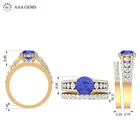 Ring Engagement Diamond AAA Gems Blue Moissanite Ring Custom 18K Wedding Band Engagement Diamond Ring