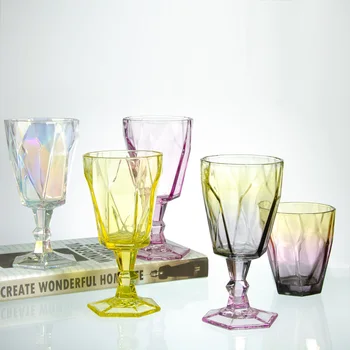 Wholesale Samyo Patent 2021 New Design Machine Made Irregular Shaped Embossed Vintage Wine Glass