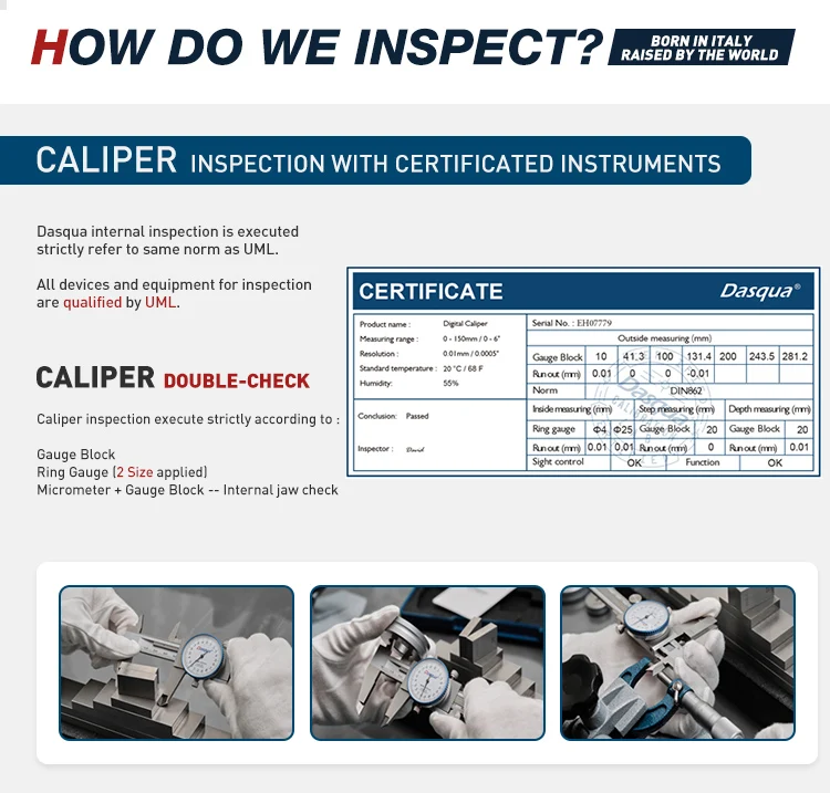DASQUA High Precision  0-200mm 0.02 Graduation Double Shock-Proof Dial Caliper Pro Measuring Tool
