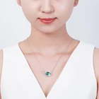 Pendant Green Blue Necklaces Fashion Trending Jewelry Platinum Pendant Necklace Eye Shape Necklace With Crystals
