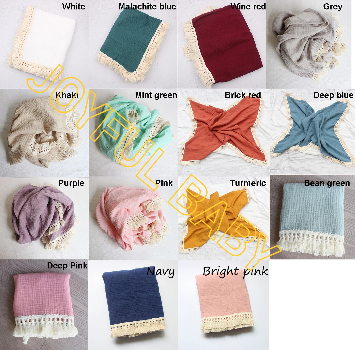 Hot Selling Boho Vintage Baby Cotton Knit Fringe Tassel Blanket Baby Cuddle Lace Blanket Newborn Muslin Swaddle Wrap With Trim