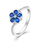 Ring Luxury Silver Plated Sapphire Stone Ring Blue Colors Pave Shining Cubic Zirconia Engagement Ring