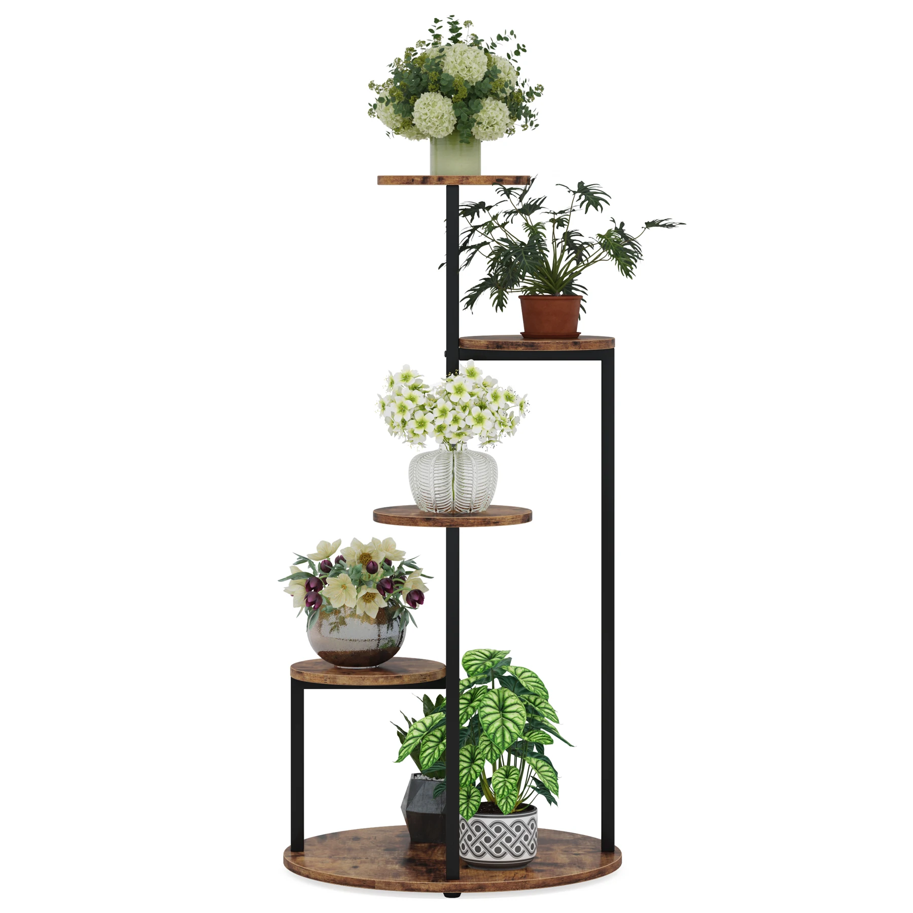 Tribesigns  Wood & Metal Plant Flower Display Stand for home and garden