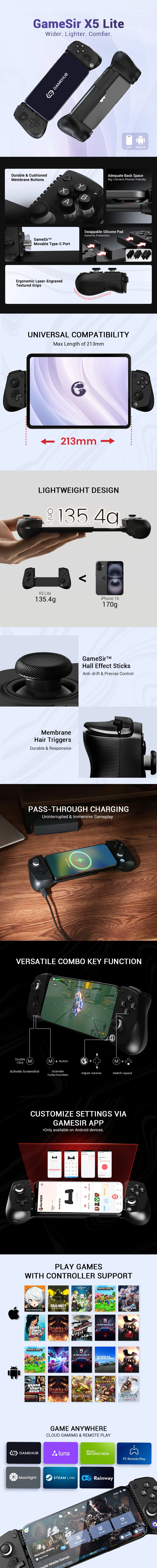 Gamesir X5 Lite Mobile Phone Game Controller Gamesir X5Lite Gamepad Type C Plug Joystick Game Control