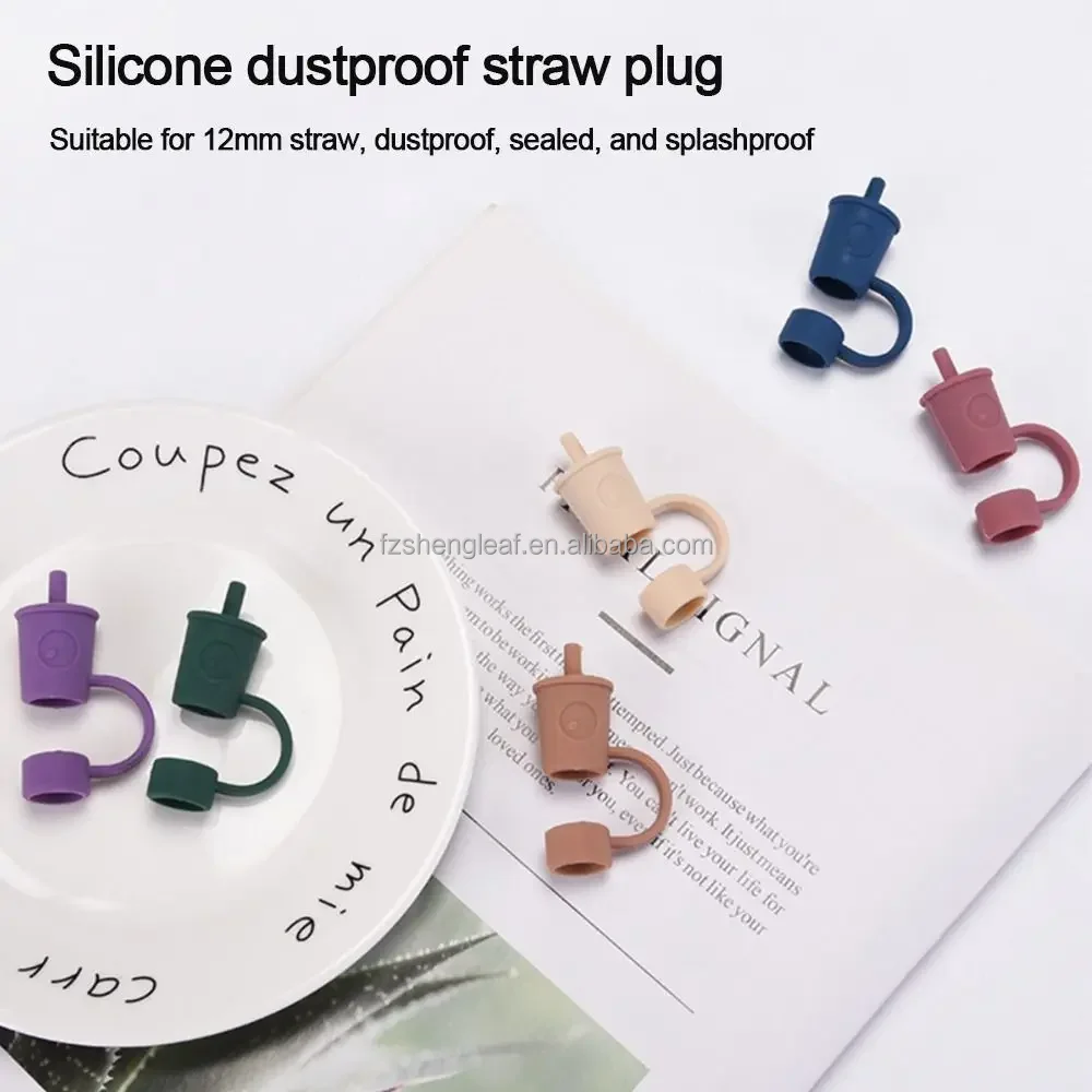 product silicone straw tips cover topper charms dust proof reusable for tumbler drinking bar accessories straw cover caps protectors-4