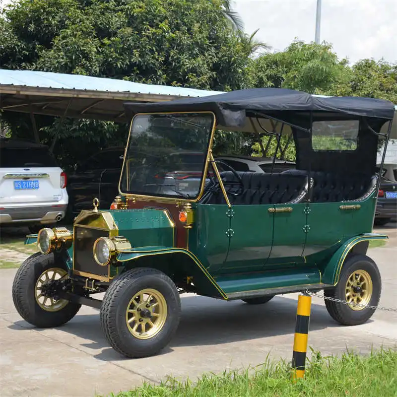 Vintage Classic Electric Golf Cart New Design 4-Wheel Vehicle for Tourists