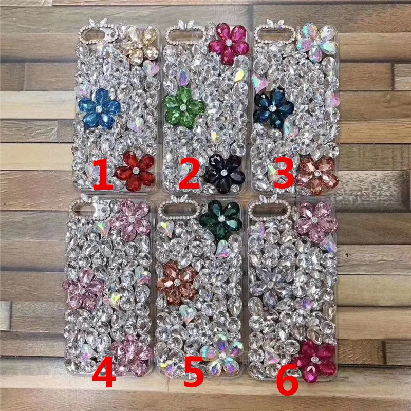 Luxury 3D DIY Bling Diamond Flower Phone Cases Women Girls Rhinestone Case Cover for iPhone 15 14 Samsung S24 S23 A34 A54