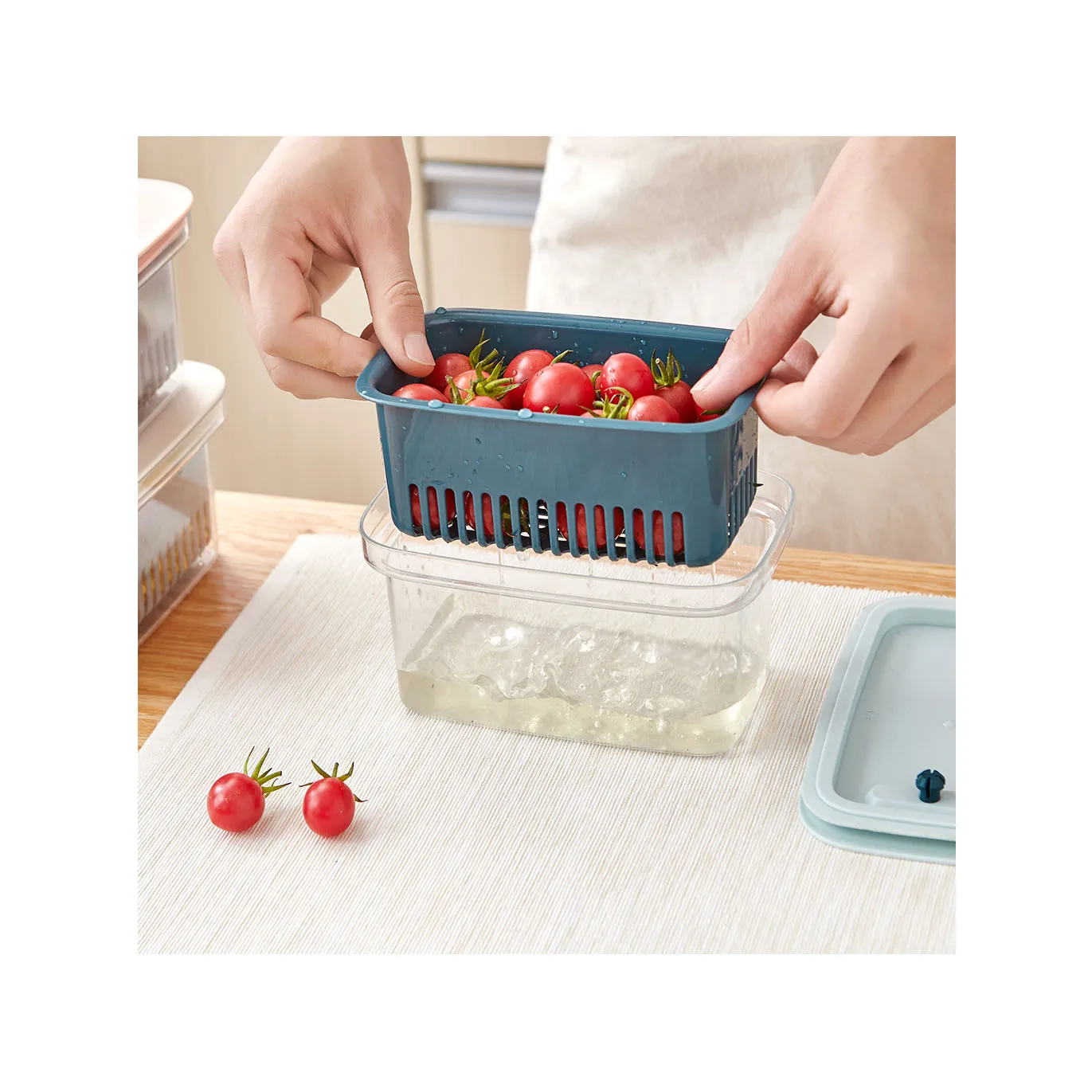 2023 Amazon hot sell Kitchen accessories Storage baskets Refrigerator Multifunctional Vegetable basket fruit Drain baskets